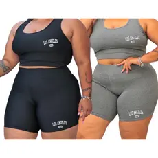 Conjunto top e Shorts Plus size feminino fitness