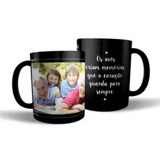 CANECA PORCELANA PRETA PERSONALIZADA 325ML - CANECA PRETA COM FOTO, CANECA PRETA LOGO, CANECA PRETASUA IDEIA