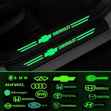Conjunto de 4 peças de tiras anti-colisão para bordas de portas de carro, tiras decorativas luminosas anti-riscos