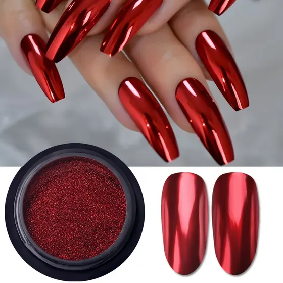 Espelho De Unhas Metálico Glitter Em Pó Pérola Neon Pigmento Brilhante Ouro Prata Fino Cromado DIY Acessórios Decoração