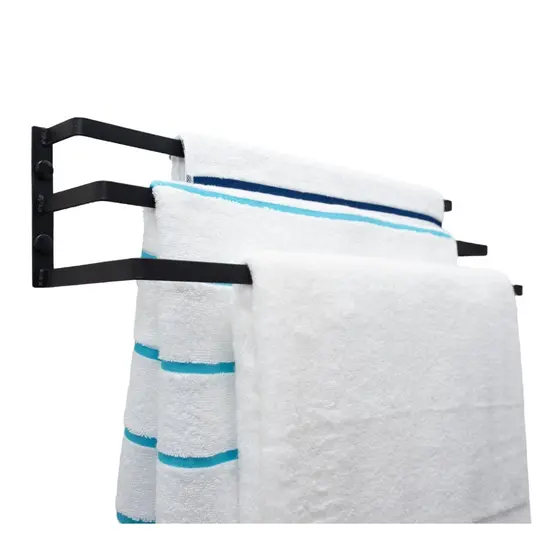 Porta Toalhas Toalheiro Triplo Para Parede Preto Fosco 60cm