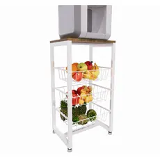 Fruteira De Chão Em Aço Cozinha Suporte Bebedouro Amadeirado