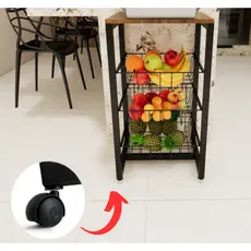 Fruteira De Chão Para Cozinha Em Mdf Aço