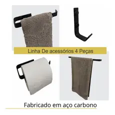 Kit De Acessórios Para Banheiro 4 Peças Preto Fosco Supremo