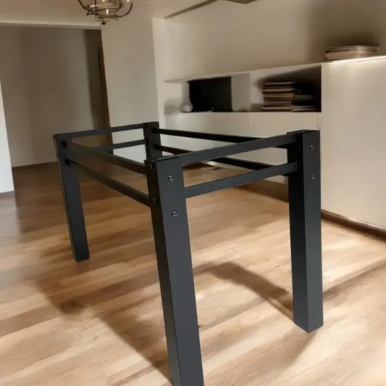 Pé Base Estrutura De Mesa Jantar 4 Lugares 120cm Aço Preto