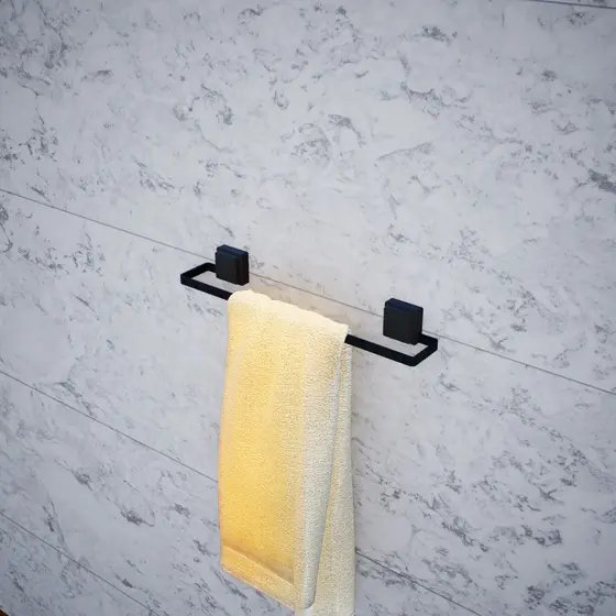 Porta Toalha De Banho Supremo Toalheiro Com Ventosa Preto