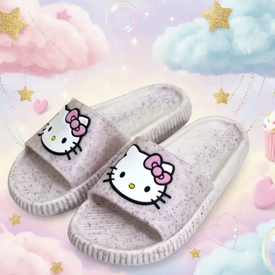Chinelo Nuvem Infantil Menina Glitter Flexivel Leve Juvenil Hello