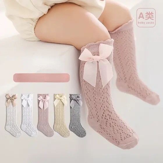 Meias Para Crianças De Coxa Alta Bebês Primavera/Verão Estilo Coreano Princesas Fina E Respirável meia infantil