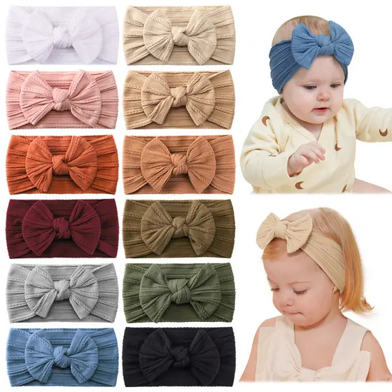 Faixa De Cabelo Para Bebês , Cabeça Jacquard Elástica Com Borda Larga E Laço Crianças De 0 A 2 Anos De Idade