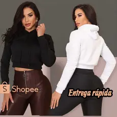 Moletom Cropped Feminino com Capuz –  Cores Elegantes | Promoção Imperdível!