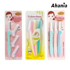 Ahania Kit 3 Lâminas Navalhas para Sobrancelhas, 3 Refis de Lâmina, Removedor de Pelo Dobrável
