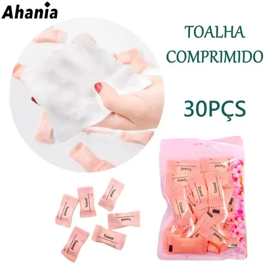 Ahania 30 Toalhas Comprimidos Compactas Desidratada E Descartável  Toalha De Algodão Rosto Multiuso Para Viagem