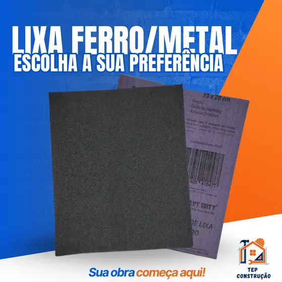 Lixa Ferro Aço Grão 36 40 50 60 80 100 120 150 180 220 240 280 320 Remove Tintas Ferrugens