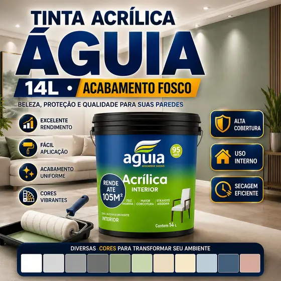 Tinta Acrílica Premium Águia Branco Neve Cores 14L Acabamento Fosco