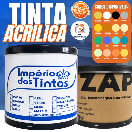 Tinta Imperio 16L Branco Neve Economia Fosca Parede Interna Anti Mofo Latex