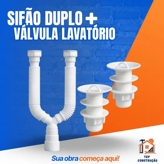 Sifão Sanfonado Duplo Flexível Branco Universal Para Tanques e Lavatório