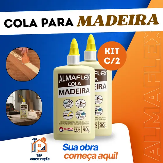 Cola de Madeira 90g 250g PVA Almaflex Extra forte Papelão Tecido Reparos MDF Artesanato Marcenaria