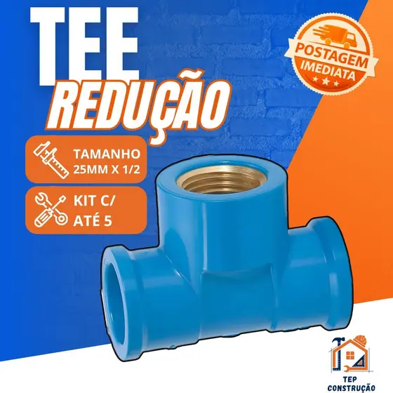 Tee LR Bucha Latão Azul 25mm x 1/2 Soldável Tê