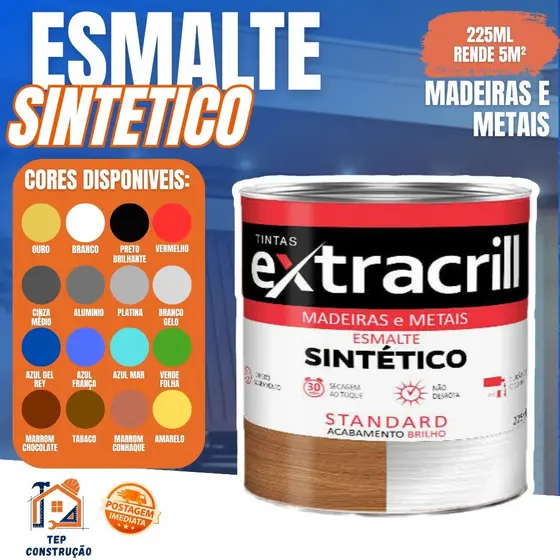 Tinta Esmalte Sintético p/ Madeira e Ferro Extracrill Alto Brilho 225ML Base Solvente