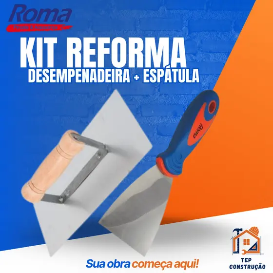 Desempenadeira de aço e Espátula Profissional Roma – Massa Corrida Pintura Textura
