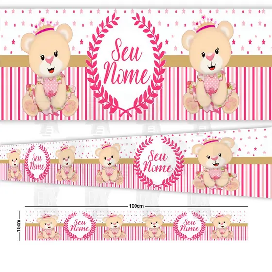 Faixa Infantil de Parede Adesiva Papel de Parede URSINHA PRINCESA Varias Cores Decoração Criança