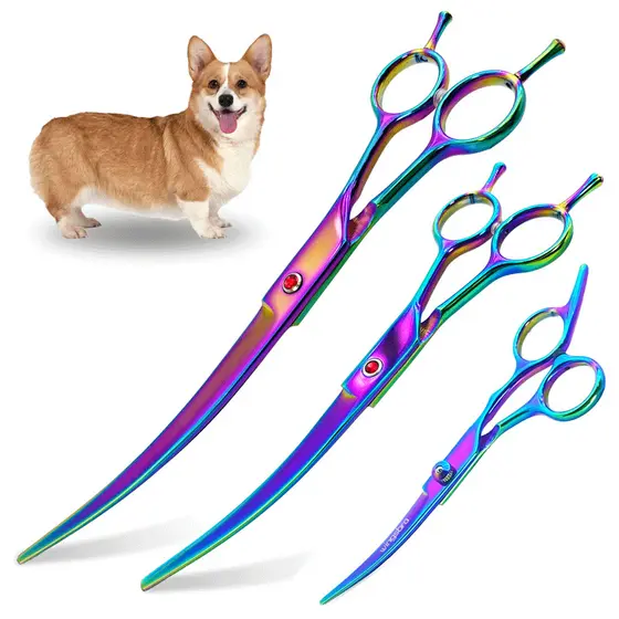 8,5 polegadas Tesoura tosa para pet, tesoura curva para cães, tesoura para animais