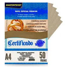 Papel Kraft Natural Pardo 180g A4 c/ 50 folhas Masterprint Premium Artesanato