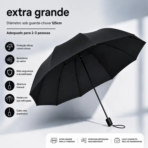 112 - Guarda Chuva Tamanho Barracão Grande Preto