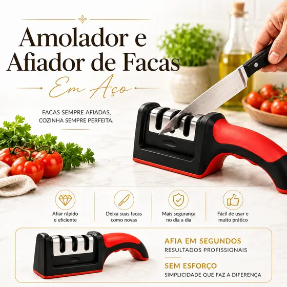 Amolador, afiador para facas em aço.