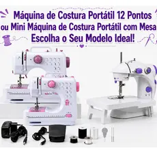 Kit Mesa de Apoio + Mini Máquina de Costura Portátil Elétrica Bivolt 110v/220 - Escolha seu Modelo