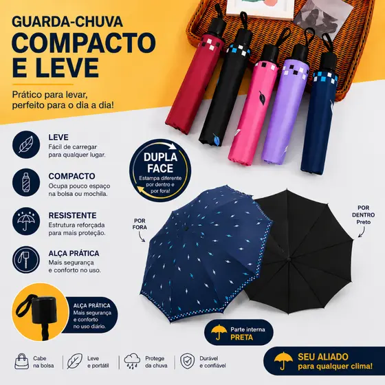 113 - Guarda Chuva Tamanho Grande Dupla Face Desenho Folha