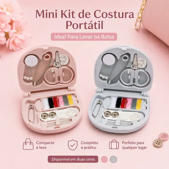 H-708 - 1 Mini Kit de Costura Compacto Portátil - Ideal para Levar na Bolsa
