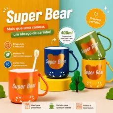 SZ-9937 - Copo Estilo Caneca em Formato de Urso Super Bear Capacidade 400ml