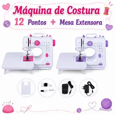 Máquina De Costura Elétrica com 12 Pontos Bivolt 110v/240v + Mesa Extensora