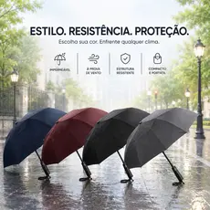 677 - Guarda-Chuva Automático Reforçado Premium – Elegância e Proteção para Todos os Dias