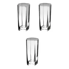 Conjunto 3 Copos De Vidro Kit Square Quadrado + Jarrra Vidro