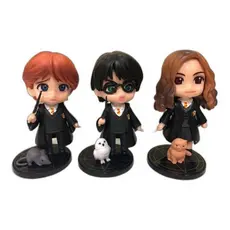 3 Bonecos Harry Potter Figures Miniatura Kit
