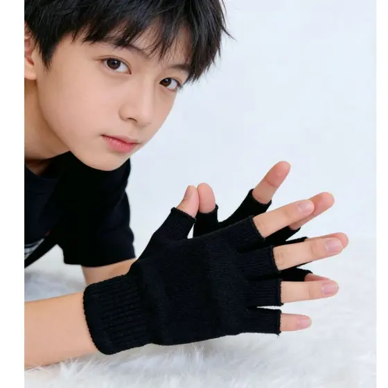 1/2/3 Par Luva Sem Dedo Lã Inverno Frio Aquece 7 ao 17 anos Feminino Masculino Unissex