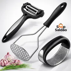 Kit Cozinha Triturador de Alho Descascador de Legumes 3/1 Amassador de Batata Utensílios de Cozinha