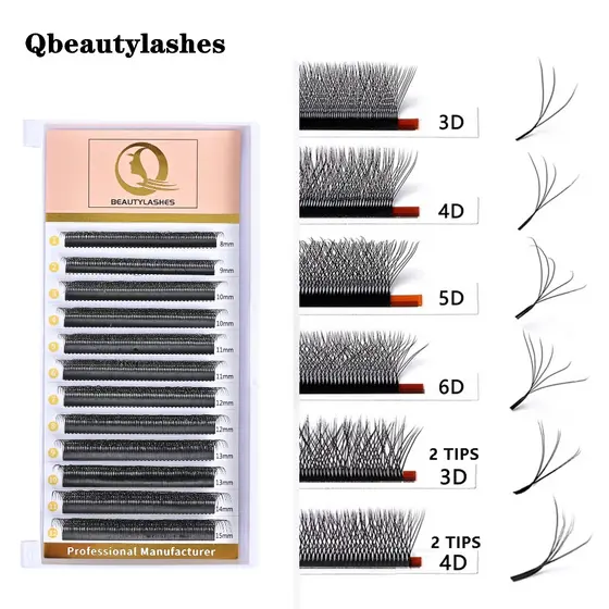 Qbeautuylashes YY/6D W/5D/4D 8DLashes 0.07 8-15mm Extensão De Cílios Pré-Fabricados Estilo Recortados Maquiagem Extensõe
