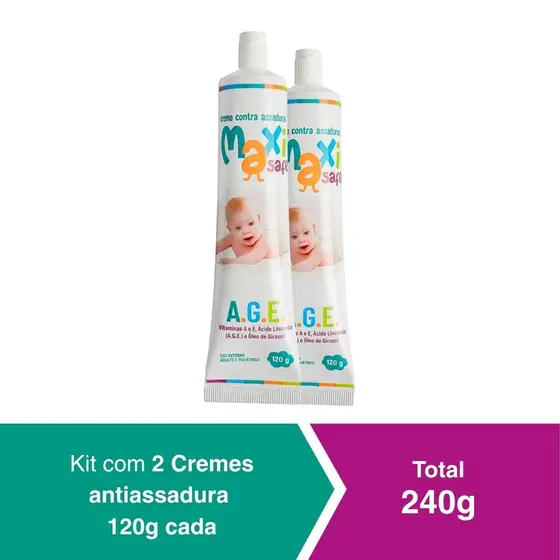 KIT Creme Pomada de Assadura Vit AGE 120g Cada Maxi Baby