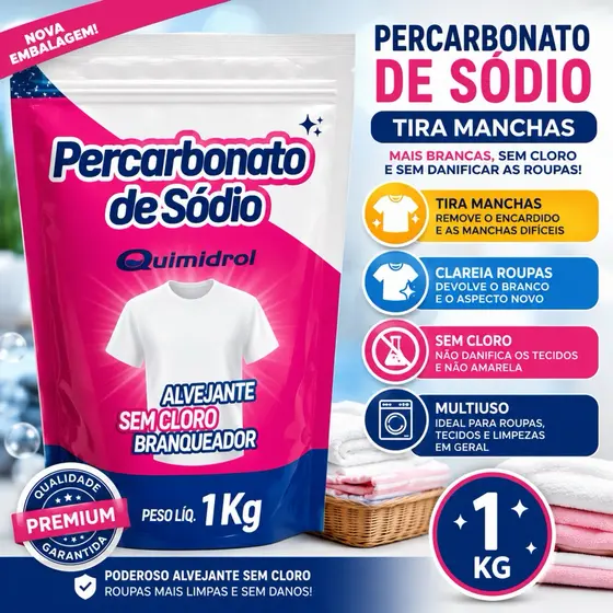 Percarbonato de Sódio 1kg Tira Manchas Clareador Sem Cloro