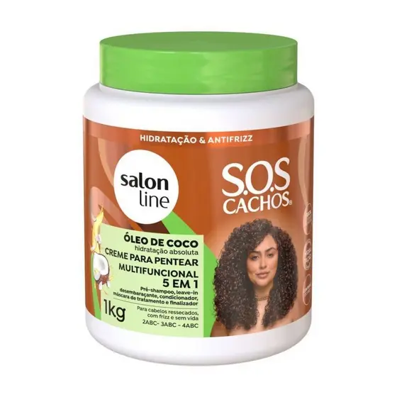 CREME MULTIFUNCIONAL 5 EM 1 SALON LINE SOS CACHOS ÓLEO DE COCO 1KG