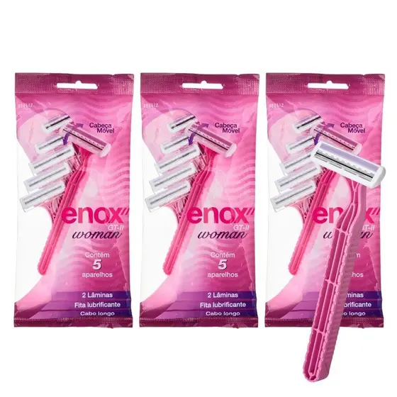 KIT APARELHO DE DEPILAR DESCARTÁVEL ENOX GT-2 WOMAN CÓD.1757 C/3