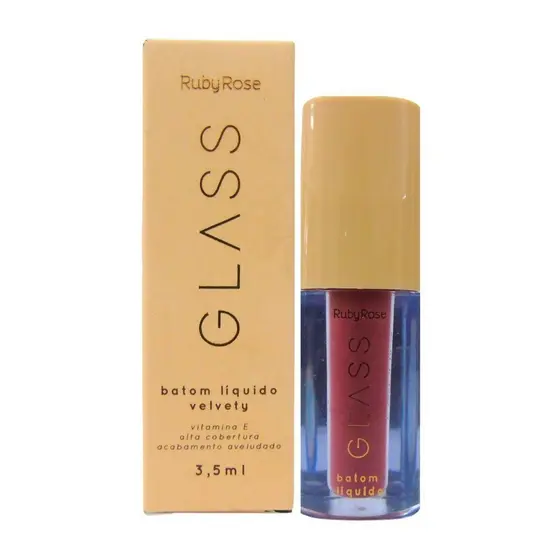 BATOM LÍQUIDO VELVETY RUBY ROSE GLASS BG03 3,5ML