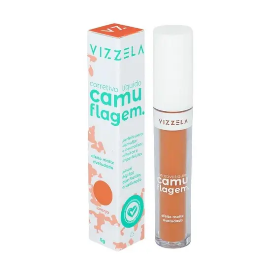 CORRETIVO LÍQUIDO VIZZELA CAMUFLAGEM LARANJA 5G