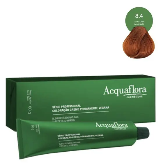 Coloração Creme Acquaflora Vegana 8.4 Louro Claro Acobreado 60g