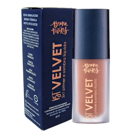 PRIMER E SOMBRA LÍQUIDA BRUNA TAVARES BT VELVET TOFFEE 2X1 6ML