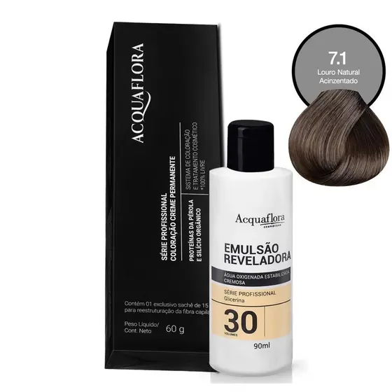 Coloração Acquaflora 7.1 60g + Água Oxigenada 30 Volumes 90ml