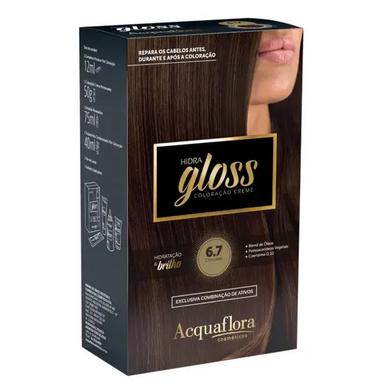 COLORAÇÃO CREME ACQUAFLORA KIT HIDRA GLOSS 6.7 CHOCOLATE
